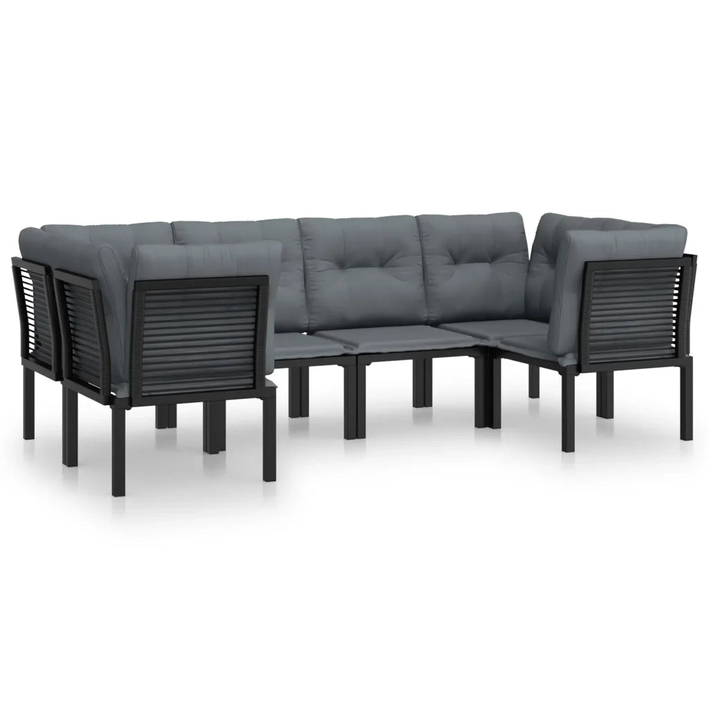 Set Salotto da Giardino 6 pz | Set di Mobili da Esterno in Polyrattan Nero e Grigio