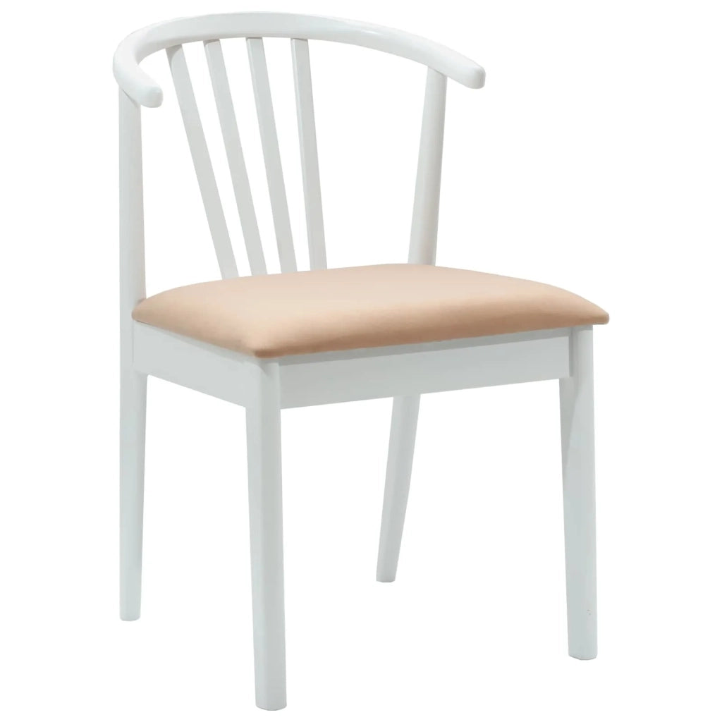 Sedia da pranzo 2 pcs Bianco e marrone Legno di gomma massiccio