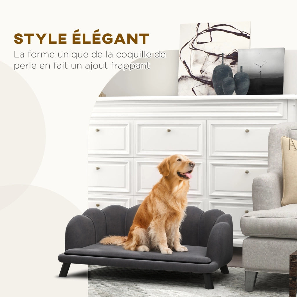 Letto per cani e gatti ¨C zephmum ¨C 98x60x35 cm imbottito in velluto grigio con cuscino