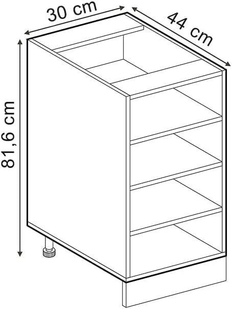 Scaffale da cucina R-Line, Quercia dorata, 30 cm, PL Rovere, per la libera combinazione all'interno di sistemi cucina modulari