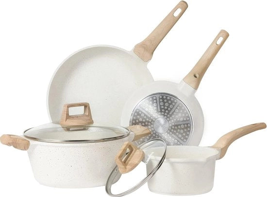 Set di pentole 6 pezzi, pentola da 20/24 cm, pentola in acciaio da 15 litri, pentola da 23 litri con rivestimento antiscivolo e coperchio, pentola ad induzione per cotture