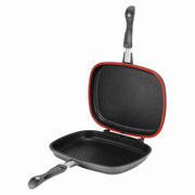 Piatto Grigliato Portatile - Doppia Faccia a Contatto - Risparmio di Energie - Conduttività Termica - Anello di Regolazione in Silicone - Facile da Pulire - Piatto Grigliato