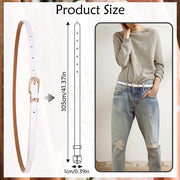Cinturino in Pelle Sottile per Donne - Cinturino Sottile con Cerniera Metallica per Abiti, Jeans e Pantaloni (Bianco)