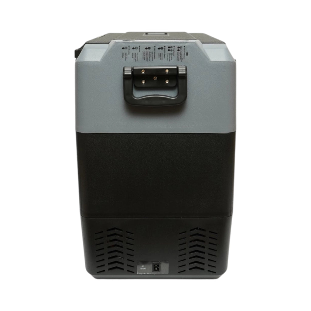 Frigorifero per auto 55L con compressore 12V-24V-220V, 60W, display LCD, doppia zona di raffreddamento, USB 630x390x590mm