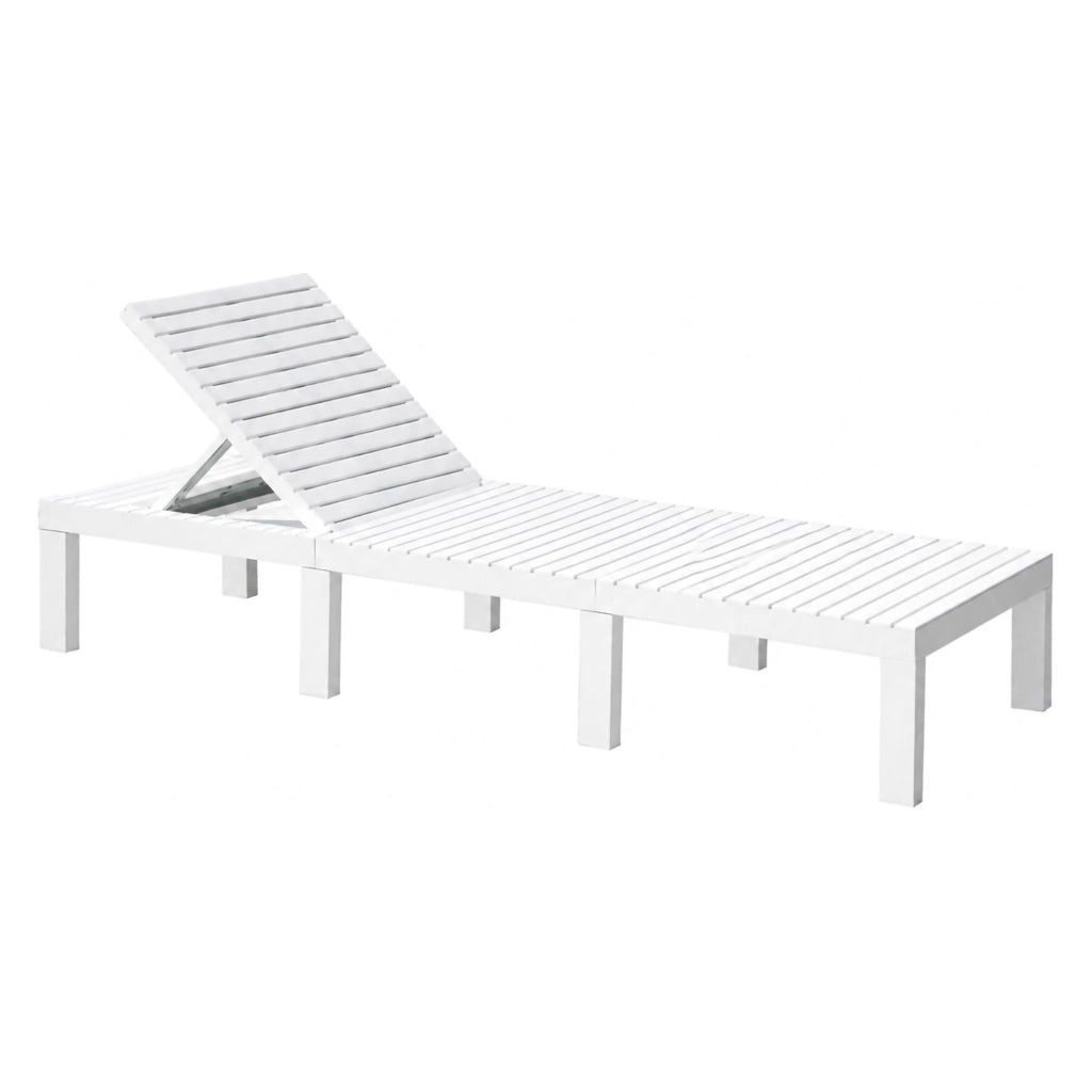 Lettino prendisole Ababahi, Sdraio da giardino regolabile, Lettino da esterno, 100 % Made in Italy, Cm 195x65h78, Bianco