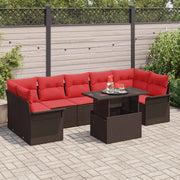 Set Divano da Giardino 8 pcs Marrone Rattan in Polipropilene 3356977