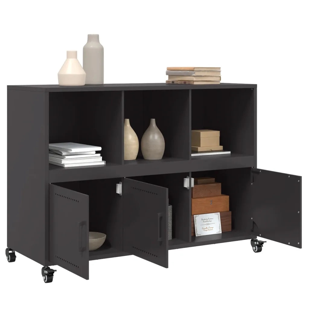 Credenza-Buffet-Armadio da cucina Nera 100,5x39x72 cm in Acciaio