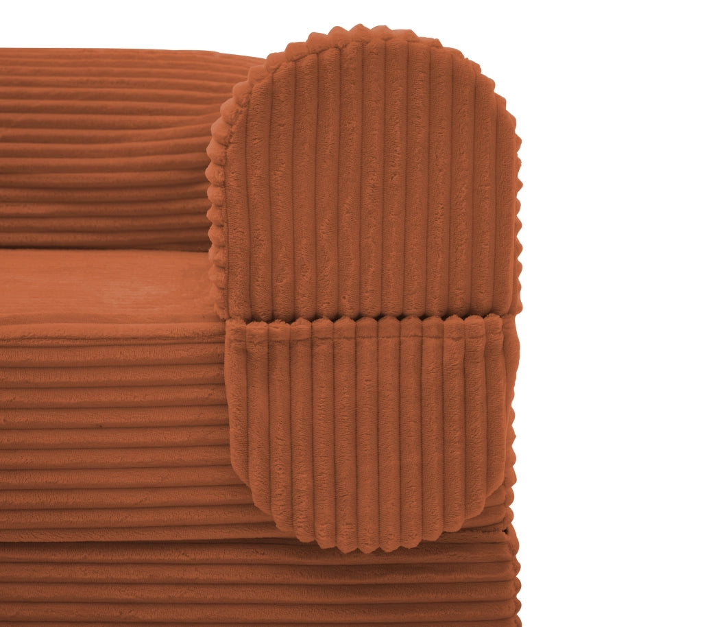 POLTRONA LETTO Convertibile 33x33x95 cm Tessuto Cord Orange con cuscino