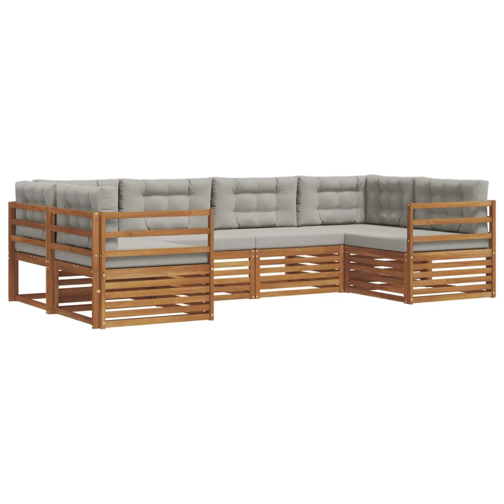 Set di divani da esterno 6 pcs Grigio Naturale e Chiaro