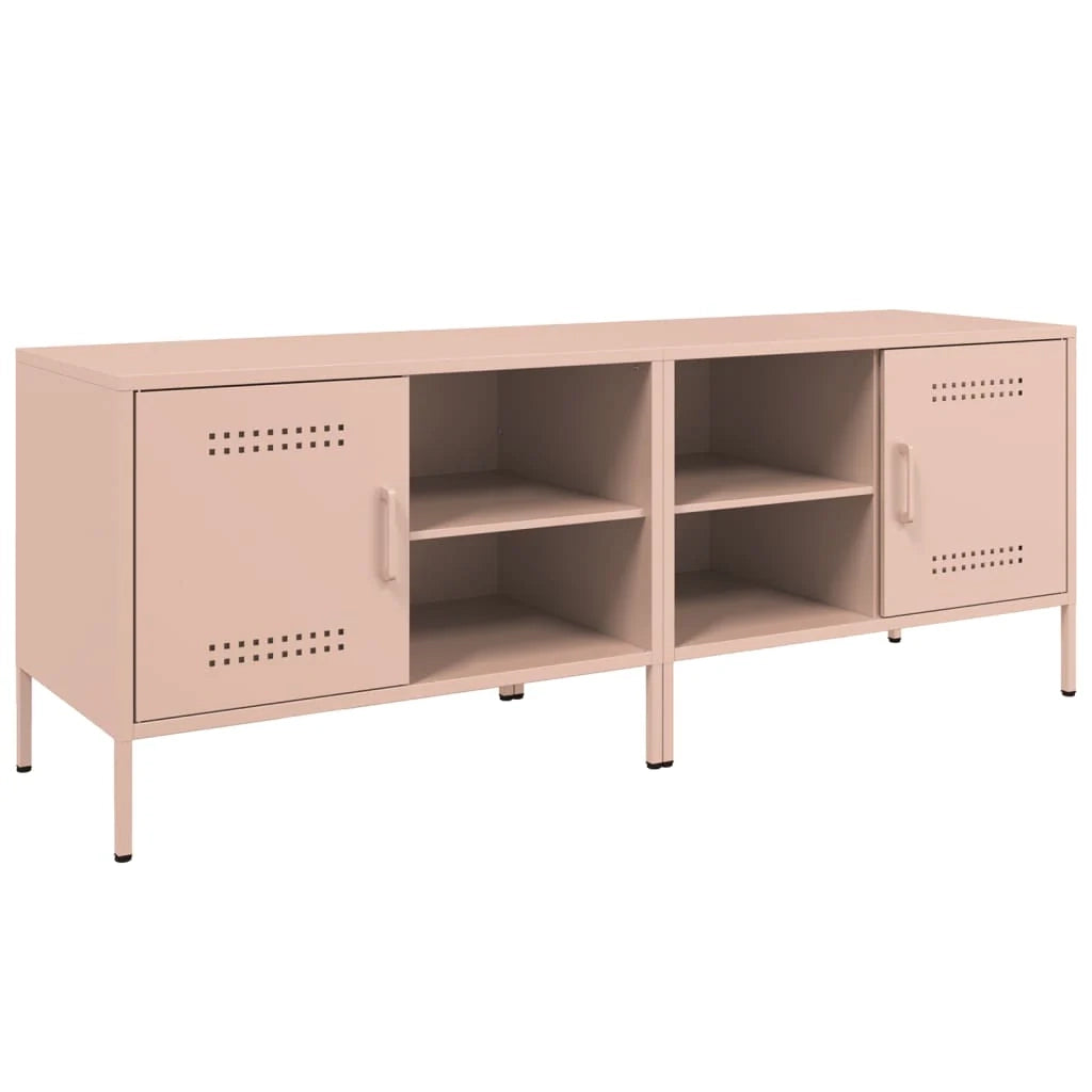 Mobile TV multimediale scaffale TV credenza mobile TV sala da pranzo soggiorno camera da letto 2 pezzi rosa 68 x 39 x 50,5 cm acciaio rosa 02_0028648