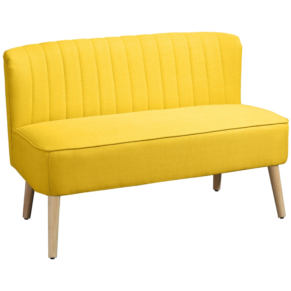 Divano 2 posti imbottito tessuto antimacchia ¨C zephmum ¨C giallo 117x56.5x77 cm