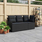2 pz Divano con braccioli da giardino con divano angolare Nero 42025369