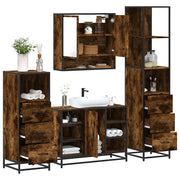 Set Mobili da Bagno 4 pz Rovere Fumo in Legno Multistrato