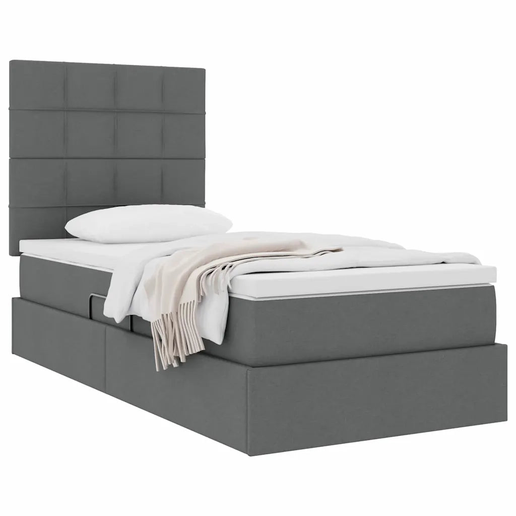 Letto con contenitore e materasso Grigio scuro 90 x 200 cm