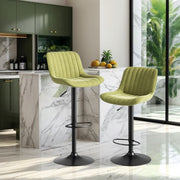 Sgabello da bar girevole in velluto con altezza regolabile e schienale ergonomico, ferro e legno verde