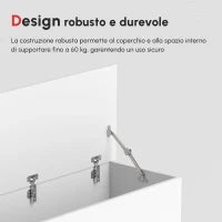 Panca Contenitore Multiuso in Legno Truciolare con Coperchio Apribile, per Camera e Ingresso, 100x40x40cm, Bianco