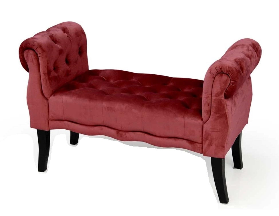 PANCA IN VELLUTO CON POGGIOLI 100 X 40 X H61 CM IN COLORE BORDEAUX