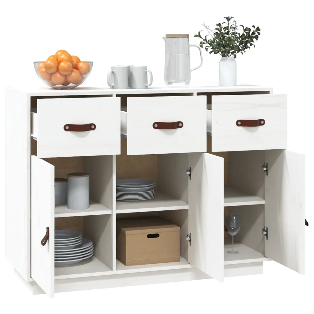 Credenza Bianca 100x40x75 cm in Legno Massello di Pino cod mxl 16632