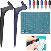 Set di strumenti per taglio artigianale 9 pezzi - coltelli rotanti a 360 gradi con righello in acciaio per stencil DIY, album di scrapbooking