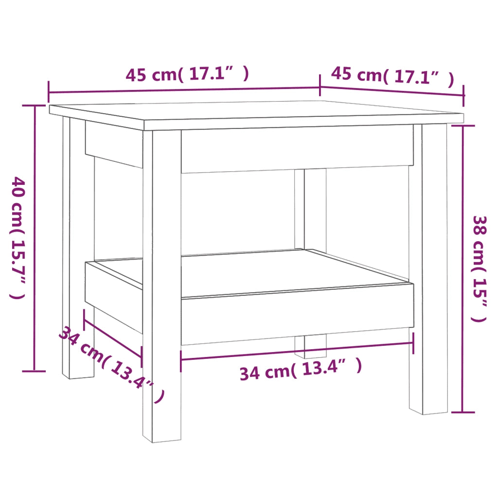 Tavolino da Salotto 45x45x40 cm Legno Massello di Pino cod mxl 22901