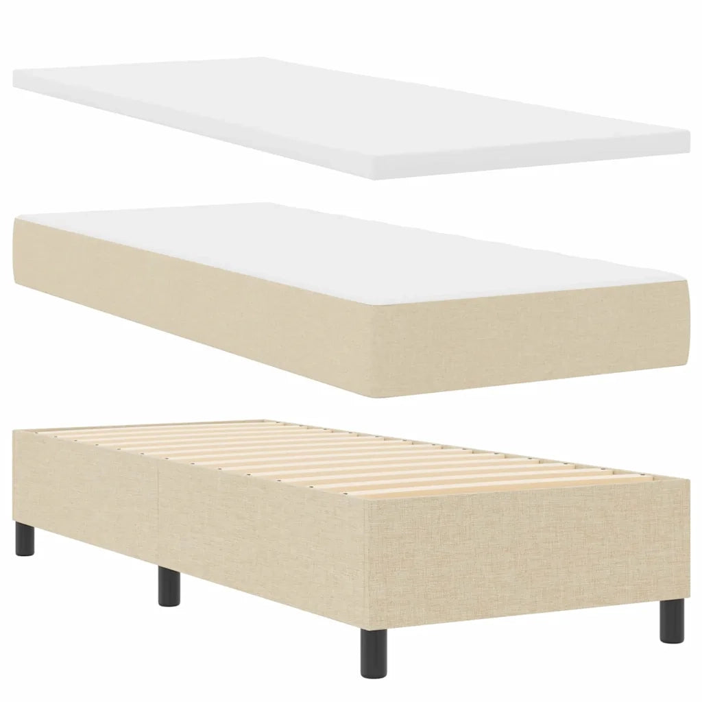 Letto a molle con cuscino Crema 190 x 90 cm Tessuto 3341684
