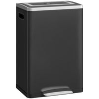 Pattumiera a 2 Sezioni da 20L 40x34,8x59 cm con Coperchio Silenzioso in Acciaio Inox e PP Nero