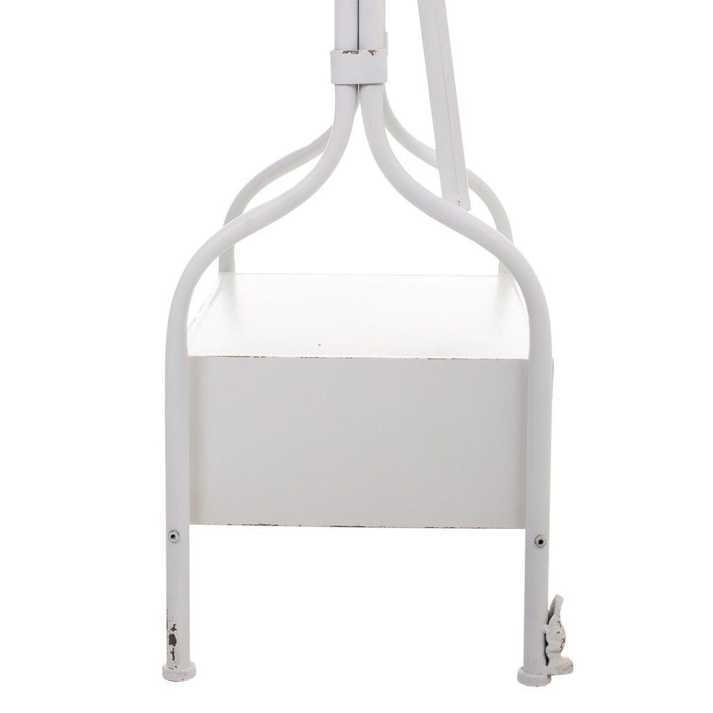 Specchio da terra e cassetto in metallo bianco 65x38x184h