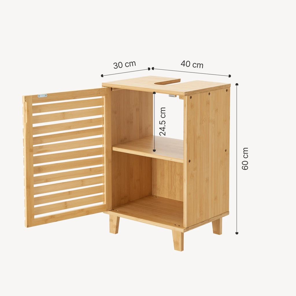 Armadio Sottolavabo Iveland in Bambù per Lavabo da Appoggio 60 x 40 x 30 cm [en.casa]