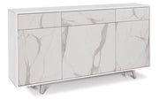 Mobile 3 Ante 3 Cassetti 164x92x41 cm Ossido Bianco/Marmo Calacatta
