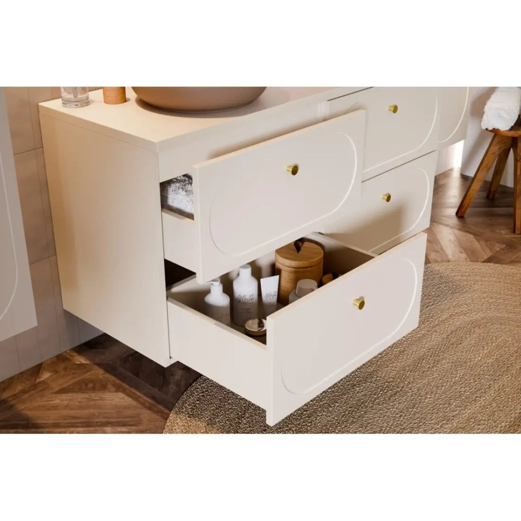 Set da bagno TORNADO beige: mobile sottolavabo 120cm + piano per lavabo