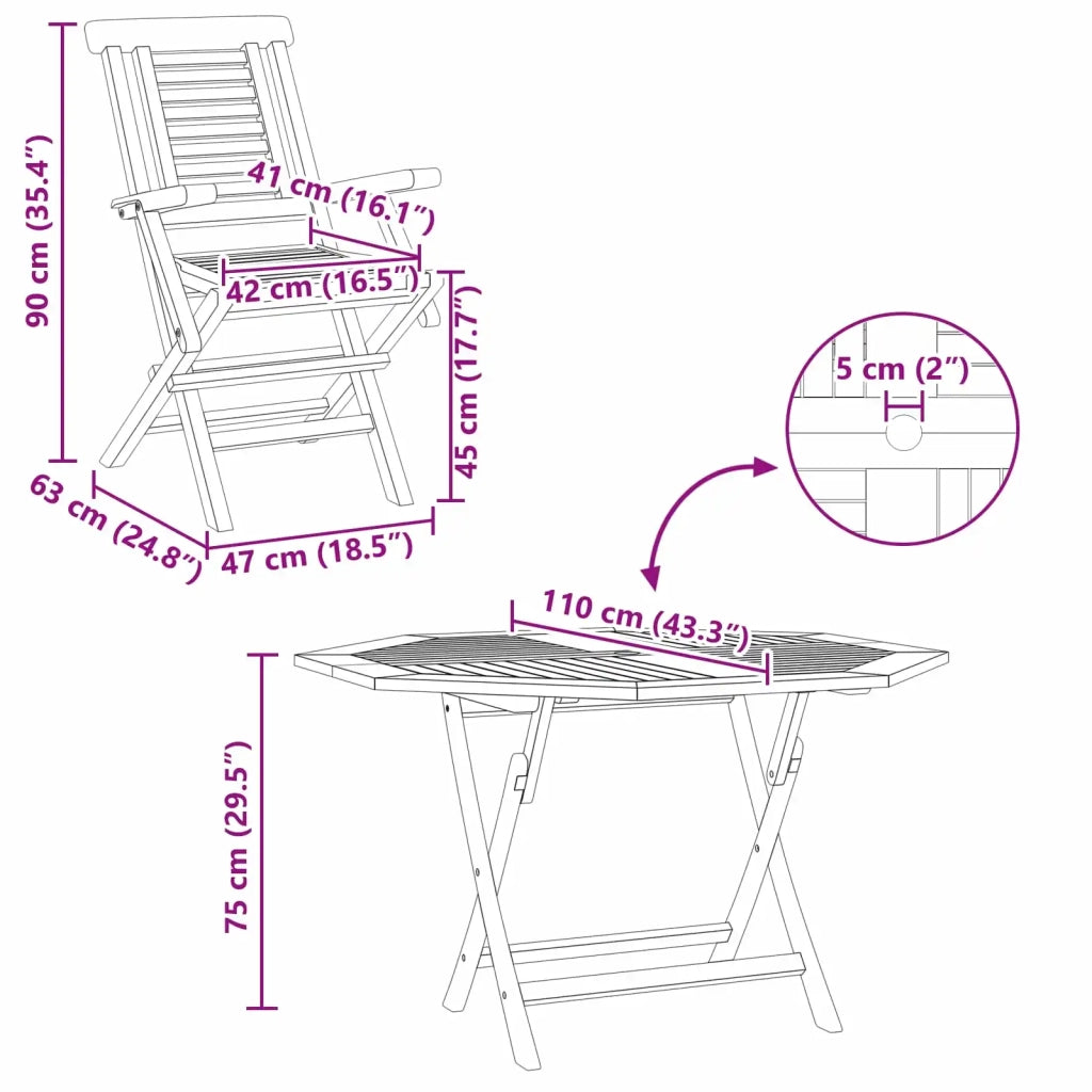 Set da Giardino 5 pz Marrone Legno di teak solido 3437360