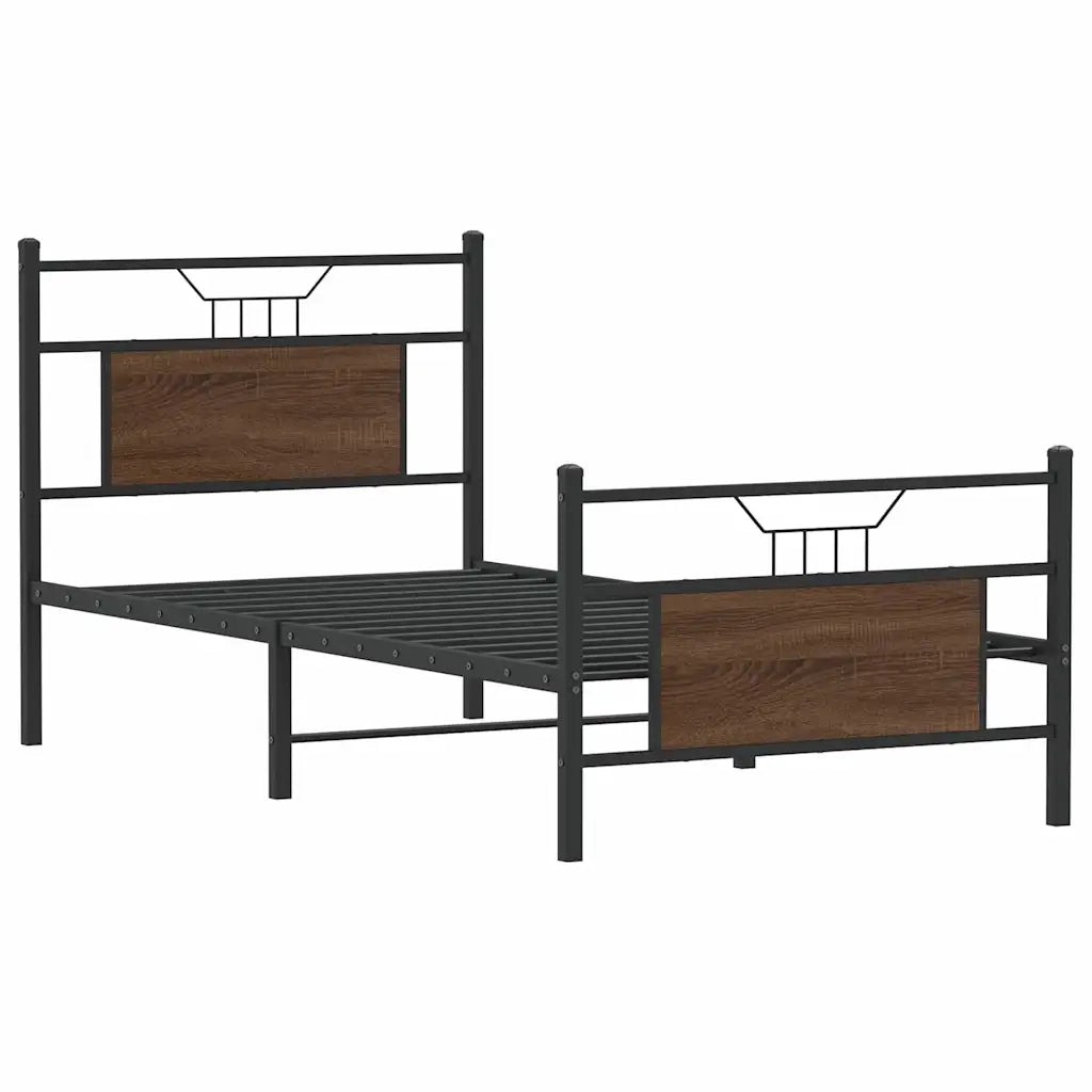 vidaXL Giroletto senza Materasso Rovere Marrone 75x190cm in Truciolato