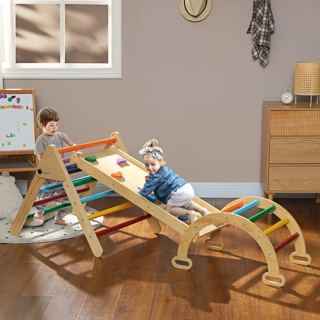 Gioco per Bambini 5 in 1 Triangolo e Arco Montessori Rampa per Arrampicata
