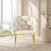 Set di 2 sedie da pranzo in velluto beige, design moderno con gambe in metallo dorato, 44×41×74 cm