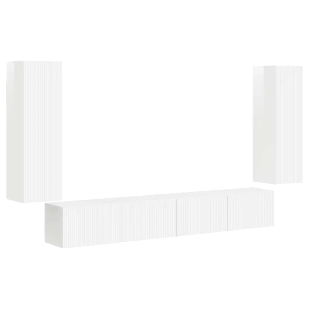 Set di Mobiletto da TV a Parete 4 pcs Bianco Lucido 3408929