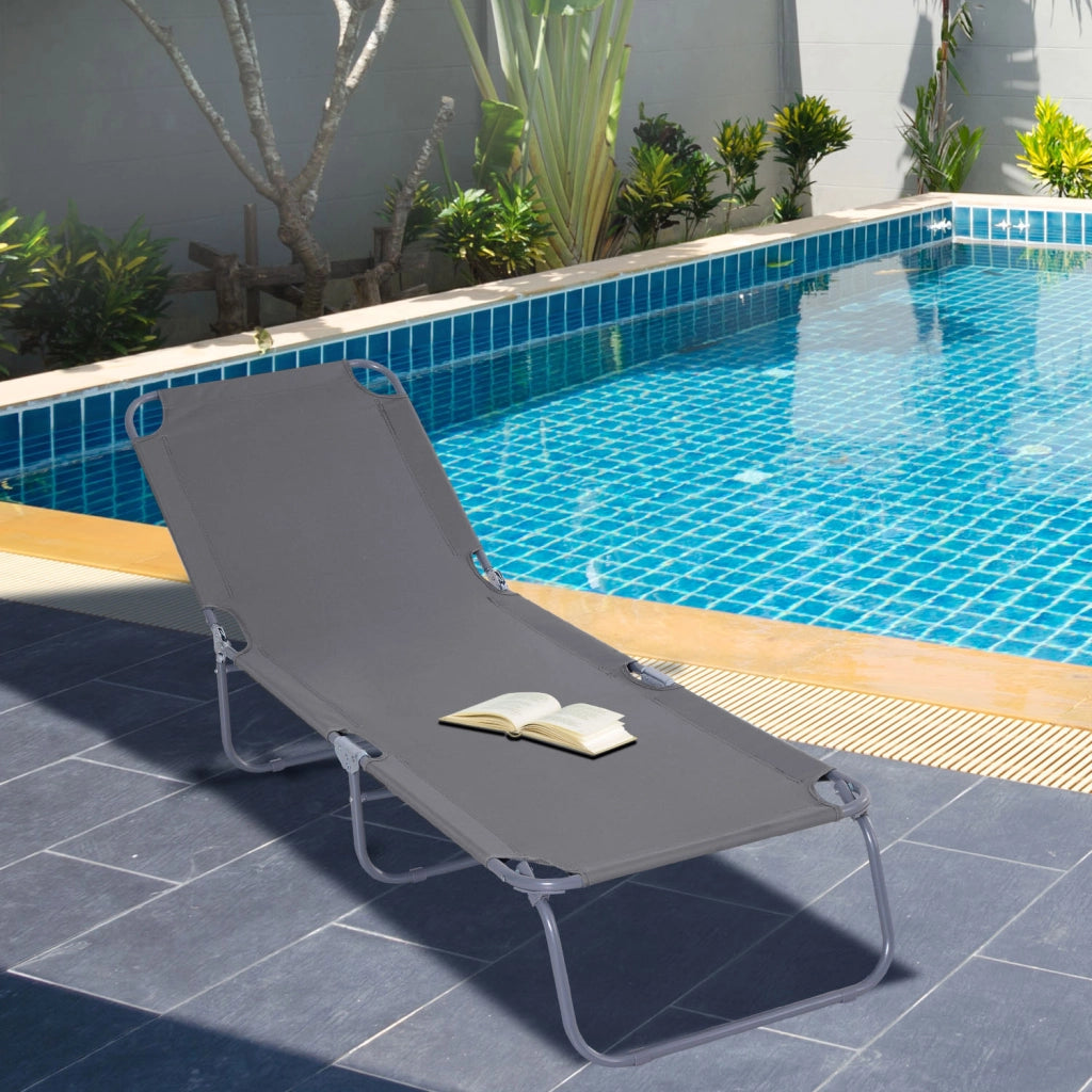 Lettino da giardino pieghevole ¨C zephmum ¨C Grigio, metallo e poliestere