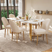 Sedia da pranzo in velluto, sedia con schienale ergonomico e gambe in metallo, Beige