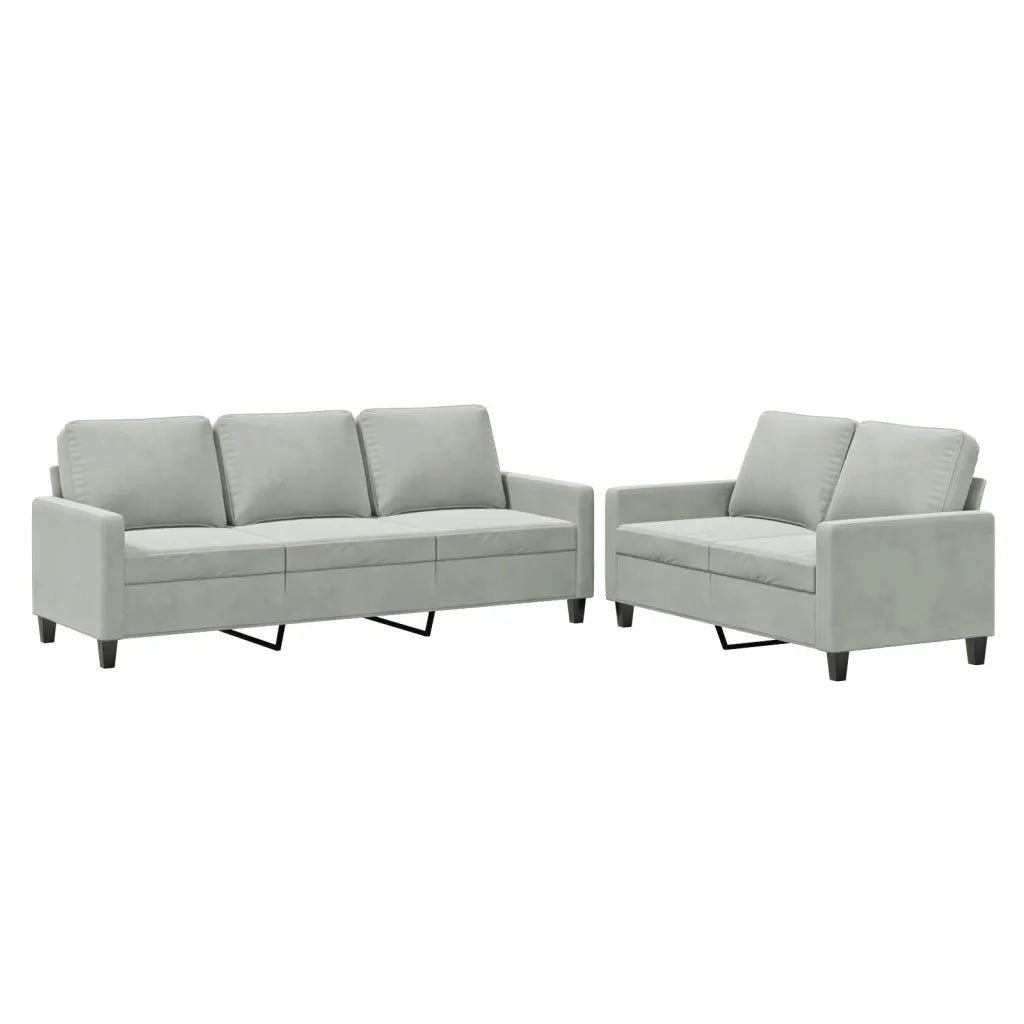 Set di Divani 2 pz con Cuscini Grigio Chiaro in Velluto 3201516