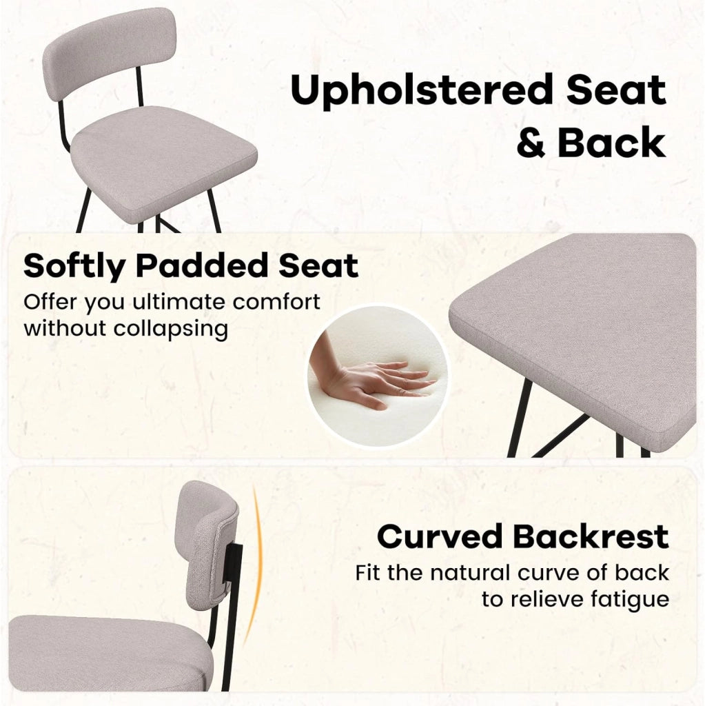 Set di Sgabelli da Bar 2, Sgabelli da Bar Girevoli 360º con Sedile Imbottito, Schienale Curvato e Poggiapiedi in Metallo, per Cucina e Sala da Pranzo (Beige/Grigio) (Beige)