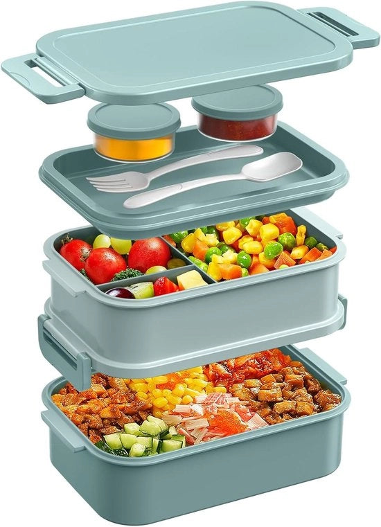 Lunchbox per adulti con grande capacità 2130 ml - bento box impermeabile per ufficio e scuola - BPA libero (verde)