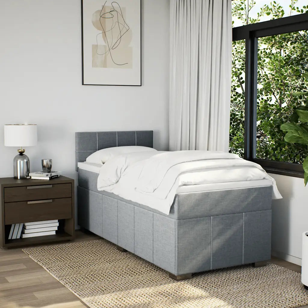 Giroletto a Molle con Materasso Grigio Chiaro 80x200 cm Tessuto