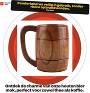 Tazza in Legno per Bicchieri con Grande Capacità - Manufatto Artigianale - Isolante Termico - Antincendio - Sensazione di Comfort al Contatto - Tazza in Legno