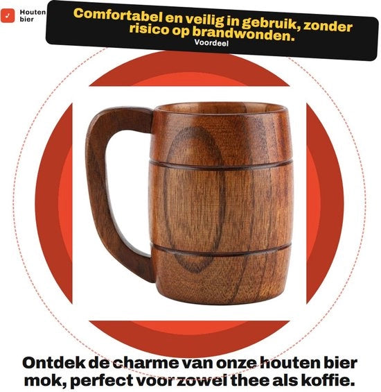 Tazza in Legno per Bicchieri con Grande Capacità - Manufatto Artigianale - Isolante Termico - Antincendio - Sensazione di Comfort al Contatto - Tazza in Legno