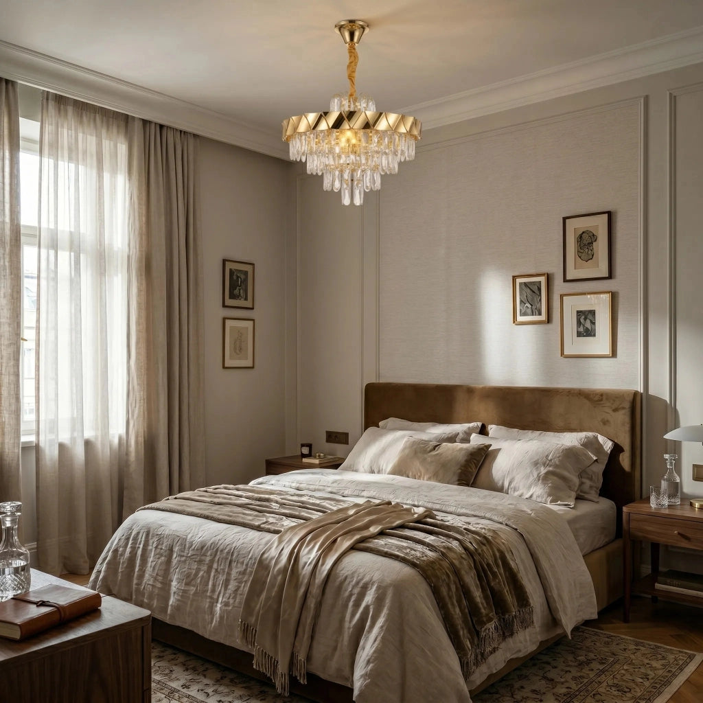 Lampada A Sospensione In Cristallo Swe076-cp 50cm Gold