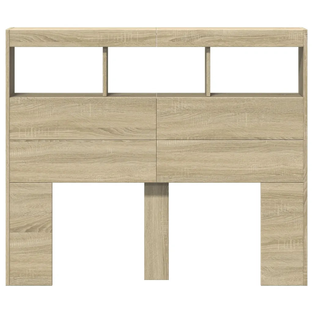 Testiera con Contenitore a LED Rovere Sonoma 120x17x102 cm 839191