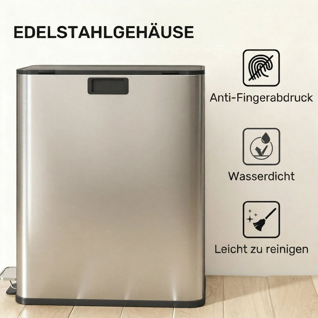 Bidone per rifiuti 2 x 28L ¨C zephmum ¨C Acciaio inossidabile