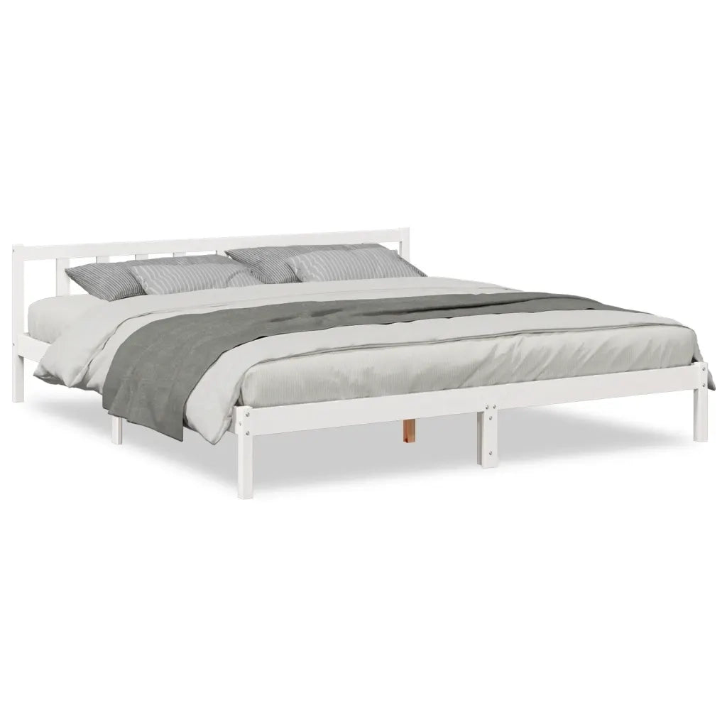 Letto Extra Lungo senza Materasso-Struttura Letto Bianco 200x210 cm in Pino 384236