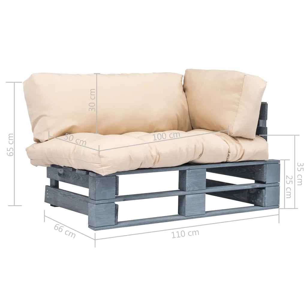 Divano da Giardino a Pallet con Cuscini Sabbia in Legno di Pino 275293