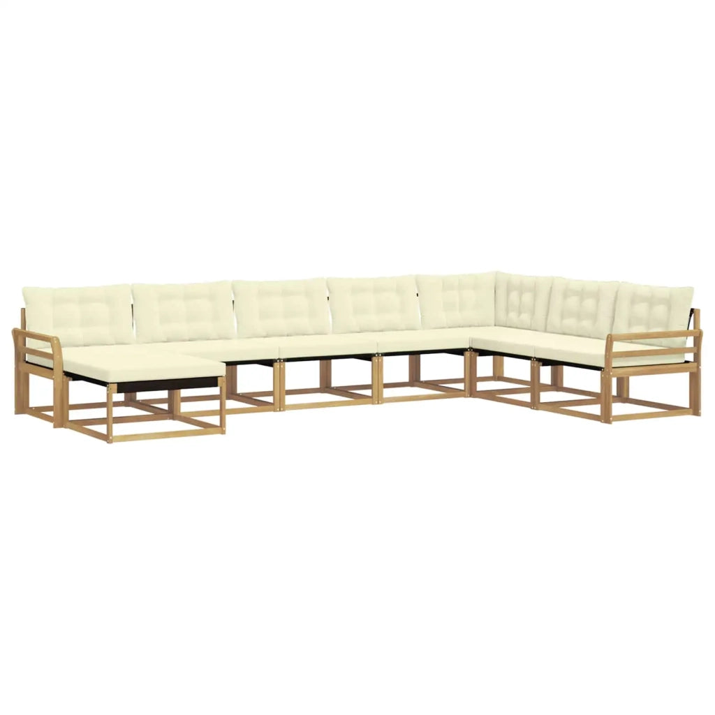 Set di divani da esterno con cuscino 8 pcs Bianco e Crema