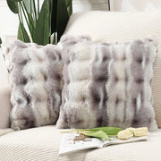 Set di 2 cuscini in piuma morbida, decorativi, in seta, con coprifuoco in velluto per divano, camera da letto, grigio, taupe, 60x60 cm.